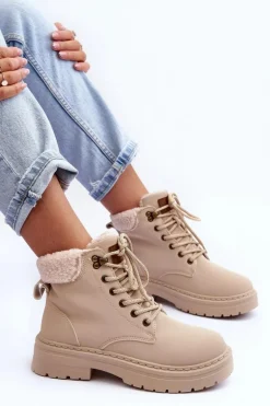 Trapery Damskie Z Kożuchem Jasnobeżowe Jette