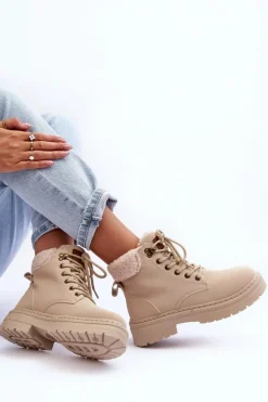 Trapery Damskie Z Kożuchem Jasnobeżowe Jette