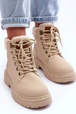 Trapery Damskie Z Kożuchem Jasnobeżowe Jette