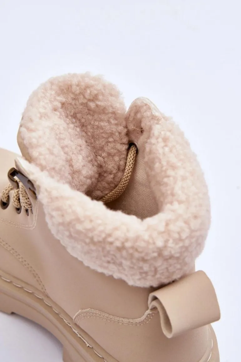 Trapery Damskie Z Kożuchem Jasnobeżowe Jette