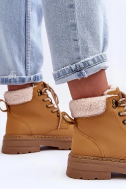 Trapery Damskie Z Kożuchem Brązowe Jette