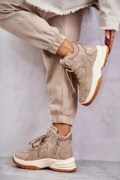 Trapery na platformie Lee Cooper LCJ-22-44-1352L Beżowe