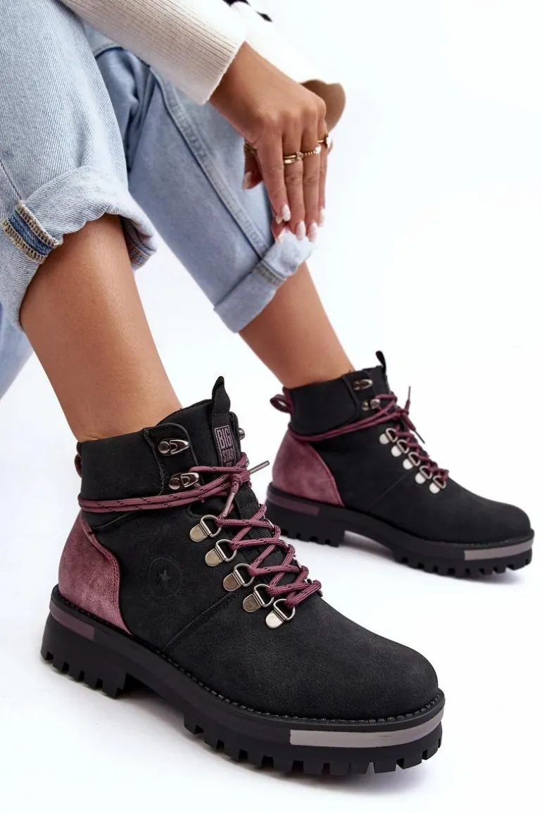 Trapery Sznurowane Czarne Big Star MM274318