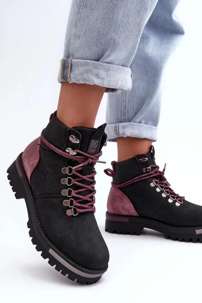 Trapery Sznurowane Czarne Big Star MM274318