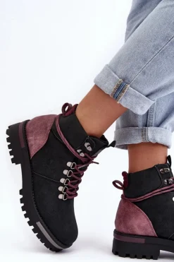 Trapery Sznurowane Czarne Big Star MM274318