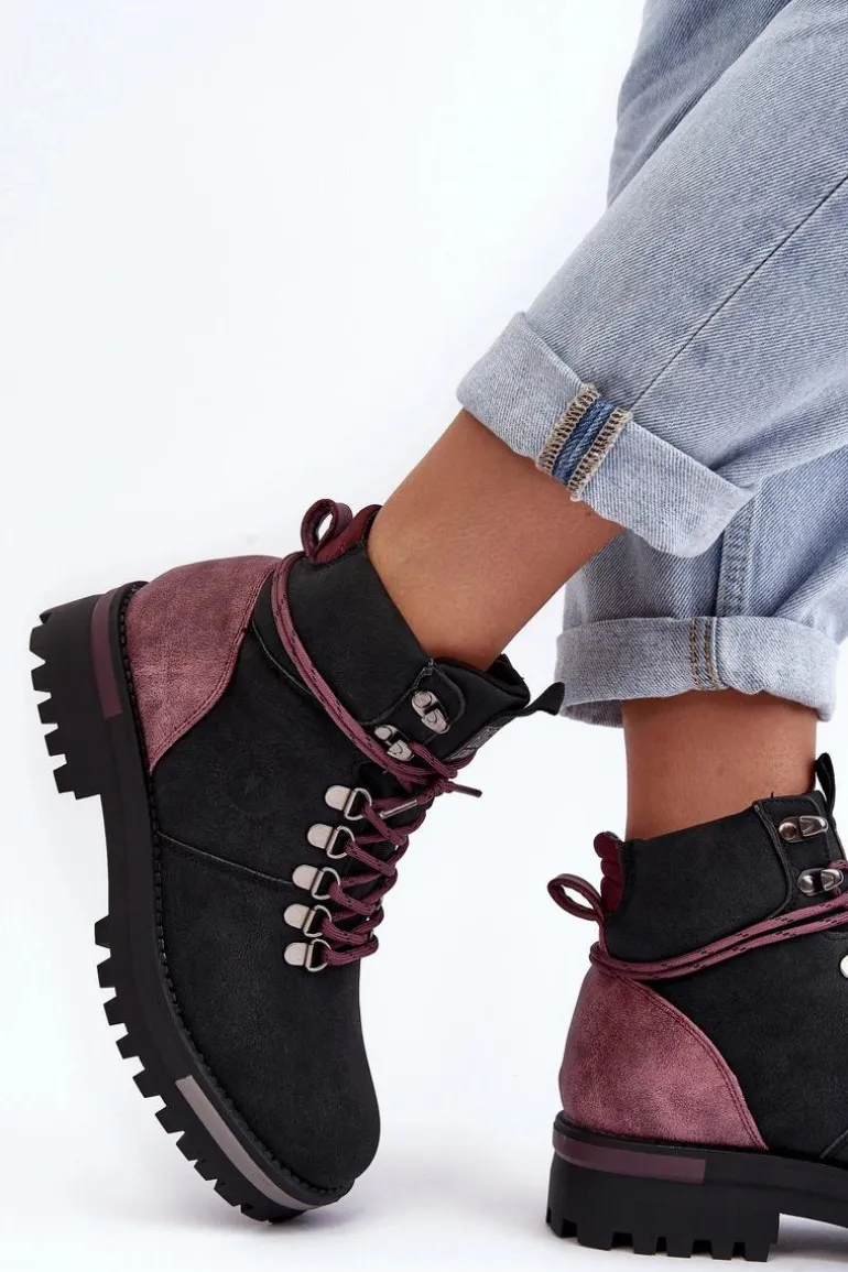 Trapery Sznurowane Czarne Big Star MM274318