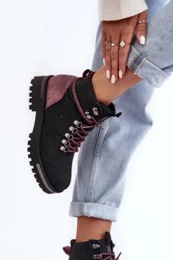 Trapery Sznurowane Czarne Big Star MM274318