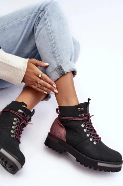 Trapery Sznurowane Czarne Big Star MM274318