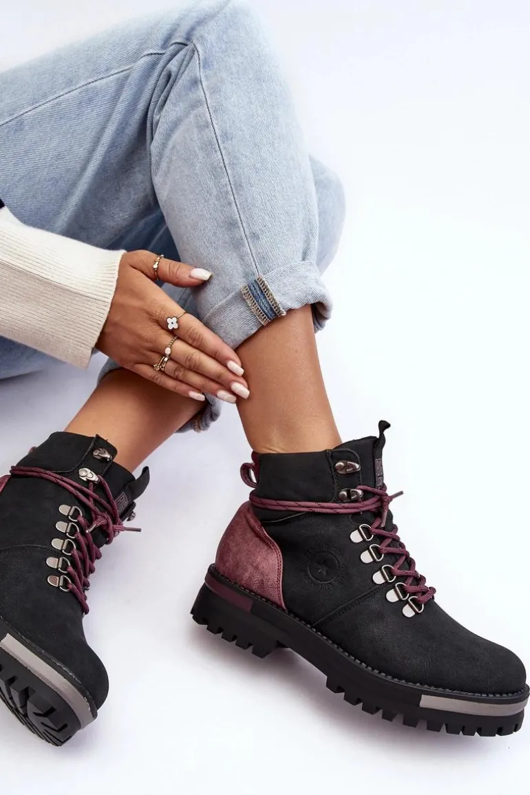 Trapery Sznurowane Czarne Big Star MM274318