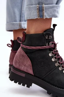 Trapery Sznurowane Czarne Big Star MM274318