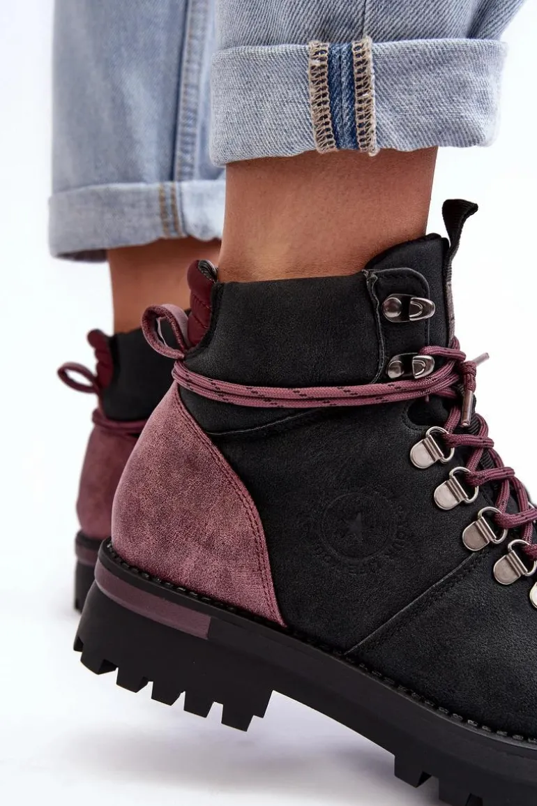 Trapery Sznurowane Czarne Big Star MM274318