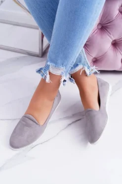 Vices | Szare Zamszowe Baleriny Imany