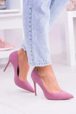 VICES Różowe Wysokie Szpilki W Szpic Zamsz Sellen