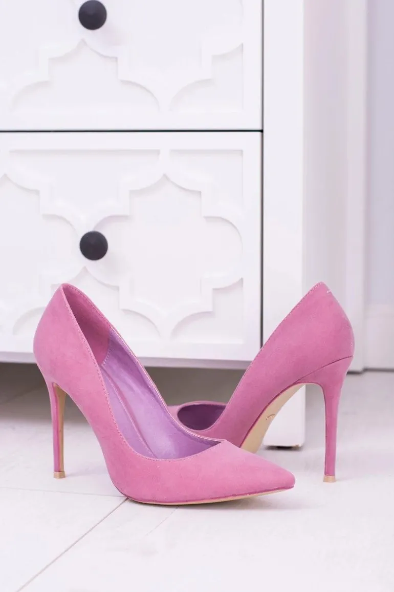 VICES Różowe Wysokie Szpilki W Szpic Zamsz Sellen