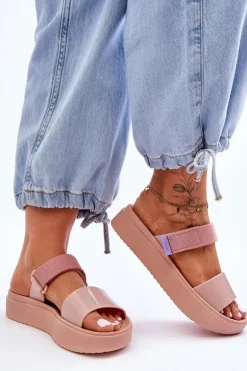 Wegańskie Klapki Na Rzep ZAXY HH285284 Nude