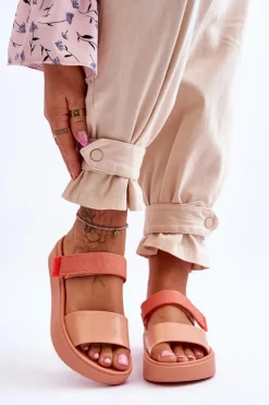 Wegańskie Klapki Na Rzep ZAXY HH285283 Pomarańczowe