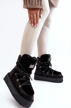 Wegańskie Śniegowce Na Platformie Wodoodporne D.Franklin DFSH371008 Czarne