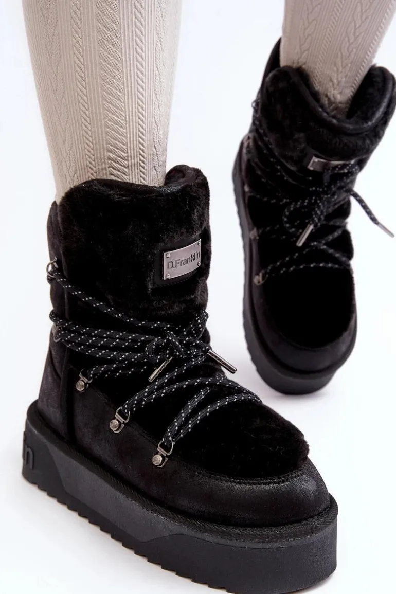 Wegańskie Śniegowce Na Platformie Wodoodporne D.Franklin DFSH371008 Czarne