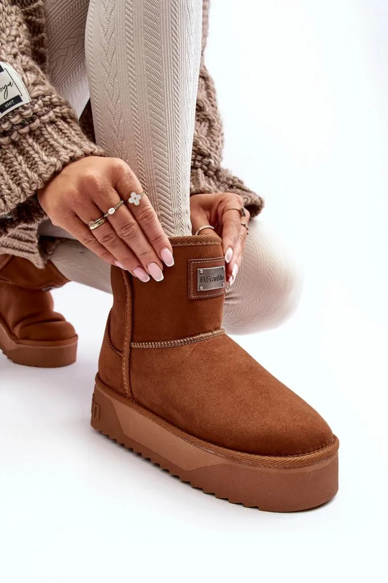 Wegańskie Śniegowce Na Platformie D.Franklin DFSH371004 Brązowe