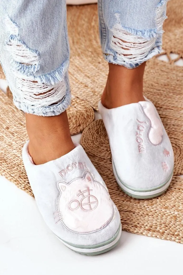 Welurowe Papcie Z Kotem Zielone Good Morning