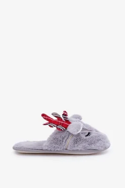 Świąteczne Kapcie Z Motywem Renifera Szare Sylaia