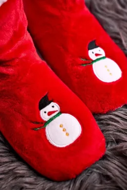 Świąteczne Papcie Z Bałwanem Ocieplone Kożuszkiem Holly