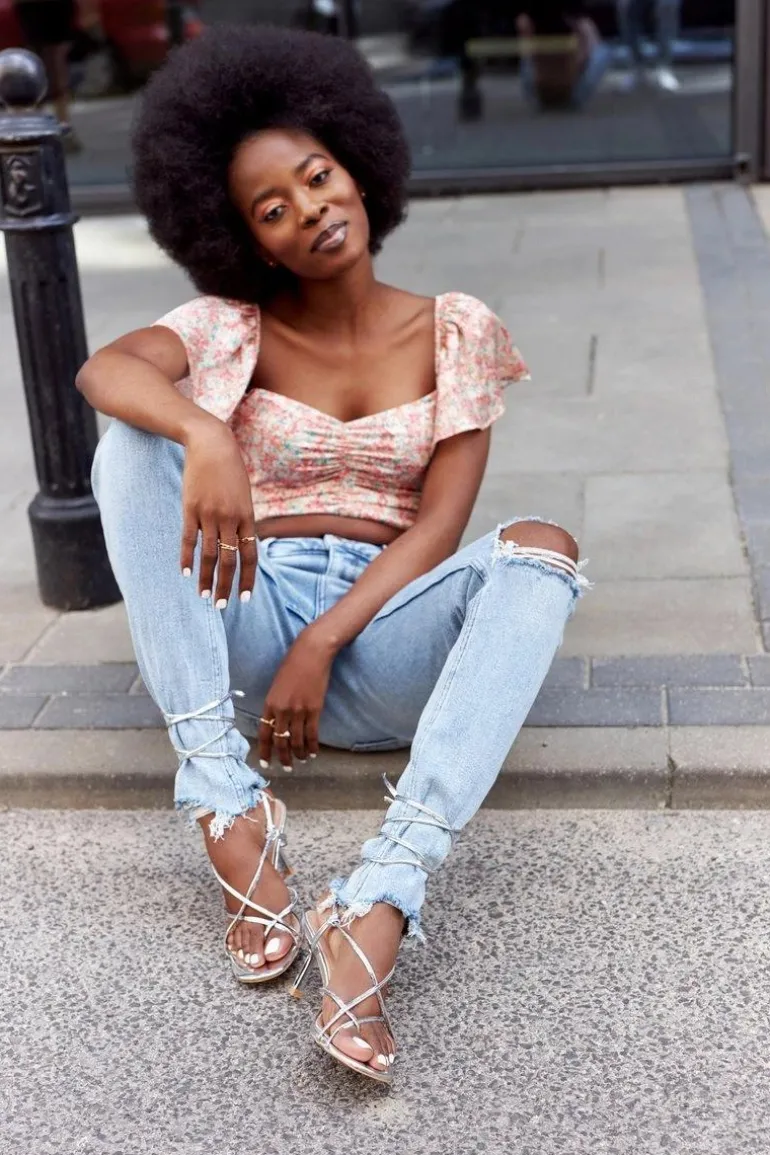 Wiązane Sandały Na Szpilce Z Kwadratowym Noskiem Srebrne Runway