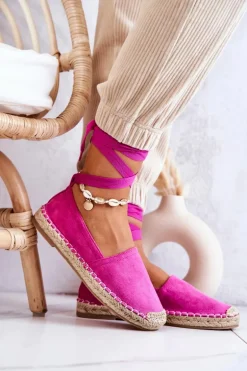 Wiązane Zamszowe Espadryle Fuksja Ismanne