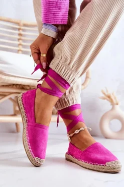 Wiązane Zamszowe Espadryle Fuksja Ismanne