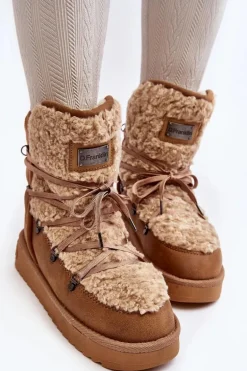 Wodoodporne Śniegowce Na Platformie Wegańskie D.Franklin DFSH370004 Brązowe