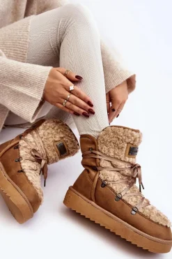 Wodoodporne Śniegowce Na Platformie Wegańskie D.Franklin DFSH370004 Brązowe