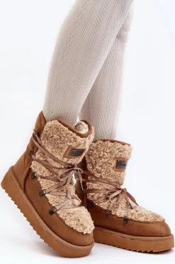 Wodoodporne Śniegowce Na Platformie Wegańskie D.Franklin DFSH370004 Brązowe