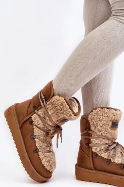 Wodoodporne Śniegowce Na Platformie Wegańskie D.Franklin DFSH370004 Brązowe