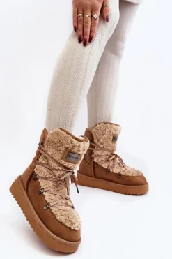 Wodoodporne Śniegowce Na Platformie Wegańskie D.Franklin DFSH370004 Brązowe