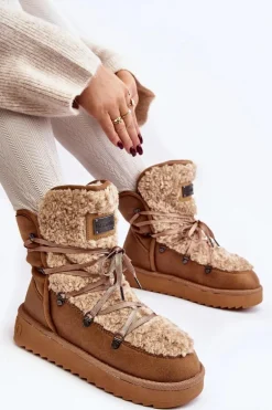 Wodoodporne Śniegowce Na Platformie Wegańskie D.Franklin DFSH370004 Brązowe