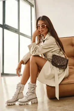 Workery Botki Damskie Lakierowane Jasnoszare S.Barski MR870-61