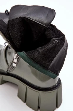 Workery Botki Damskie Lakierowane Zielone S.Barski MR870-61