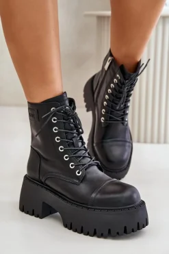 Workery Botki Damskie Ocieplane Ze Skóry Naturalnej Goe OO2N4123