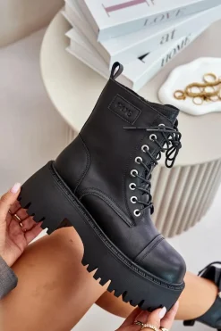 Workery Botki Damskie Ocieplane Ze Skóry Naturalnej Goe OO2N4123