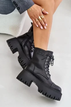 Workery Botki Damskie Ocieplane Ze Skóry Naturalnej Goe OO2N4123