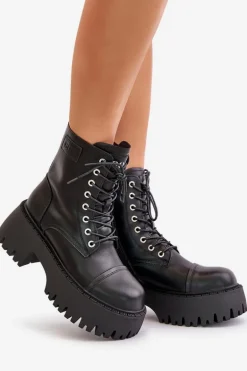 Workery Botki Damskie Ocieplane Ze Skóry Naturalnej Goe OO2N4123