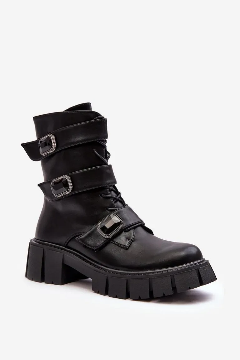 Workery Botki Damskie Skórzane Czarne S.Barski MR870-62