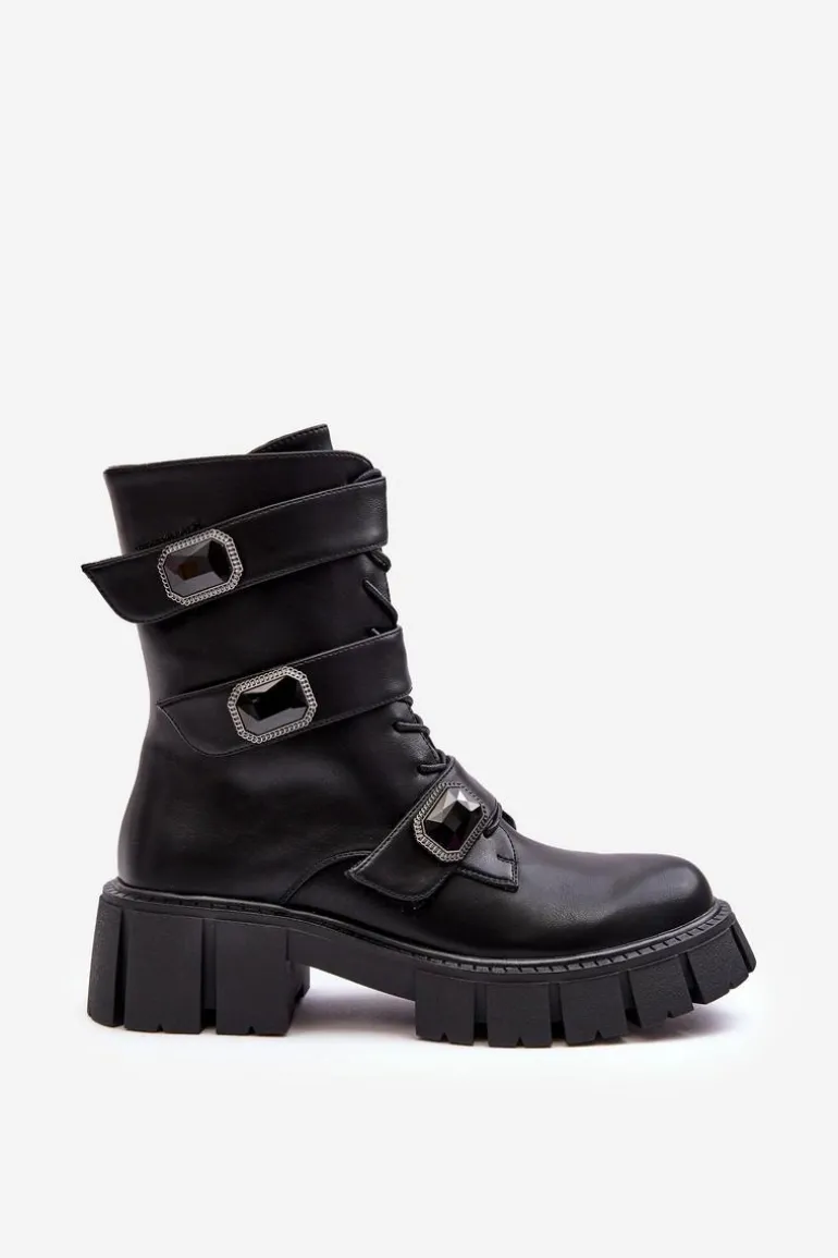 Workery Botki Damskie Skórzane Czarne S.Barski MR870-62