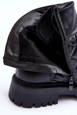 Workery Botki Damskie Z Ozdobą Czarne Toye