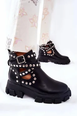 Workery Z Dżetami Na Platformie Czarne Vernelle