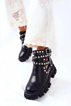 Workery Z Dżetami Na Platformie Czarne Vernelle