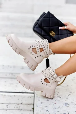 Workery Z Dżetami Na Platformie Beżowe Vernelle