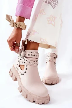 Workery Z Dżetami Na Platformie Beżowe Vernelle