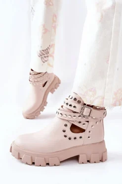 Workery Z Dżetami Na Platformie Beżowe Vernelle