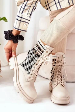 Workery Z Elastycznej Tkaniny Beżowe Love Story